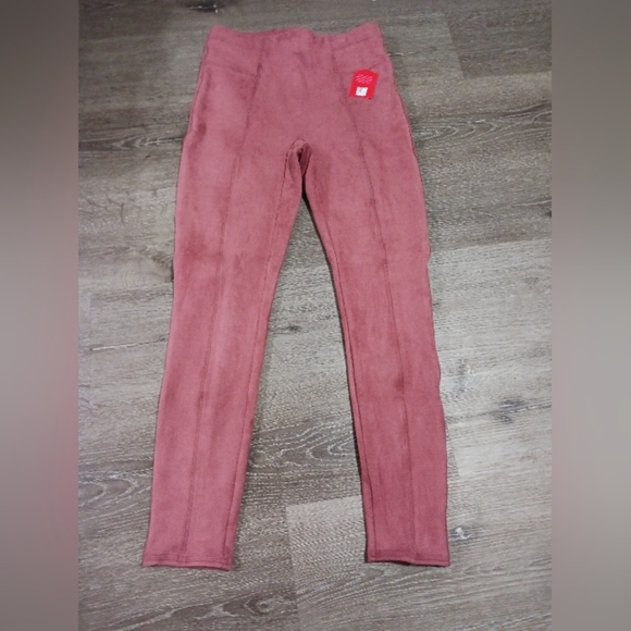 Spanx faux suede leggings in rich rose NWT medium - Picture 1 of 3